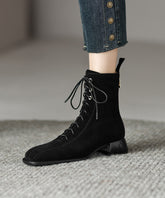 Stilvolle, bequeme grüne Wildlederstiefel mit Schnürung